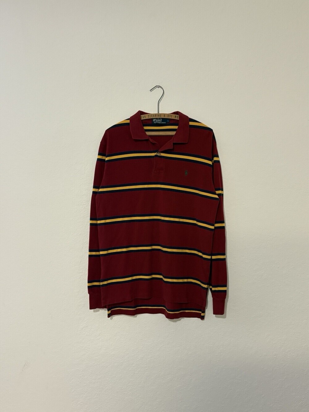 Vintage Polo By Ralph Lauren Long Sleeve Striped Polo Rugby Shirt Men's Size L